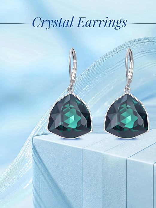 TOUPOP Leverback Earrings for Women Sterling Silver Simple Geometric Birthstone Dangle Drop Earrings Jewelry Christmas Valentine Mothers Day Birthday Gifts for Women Her Wife