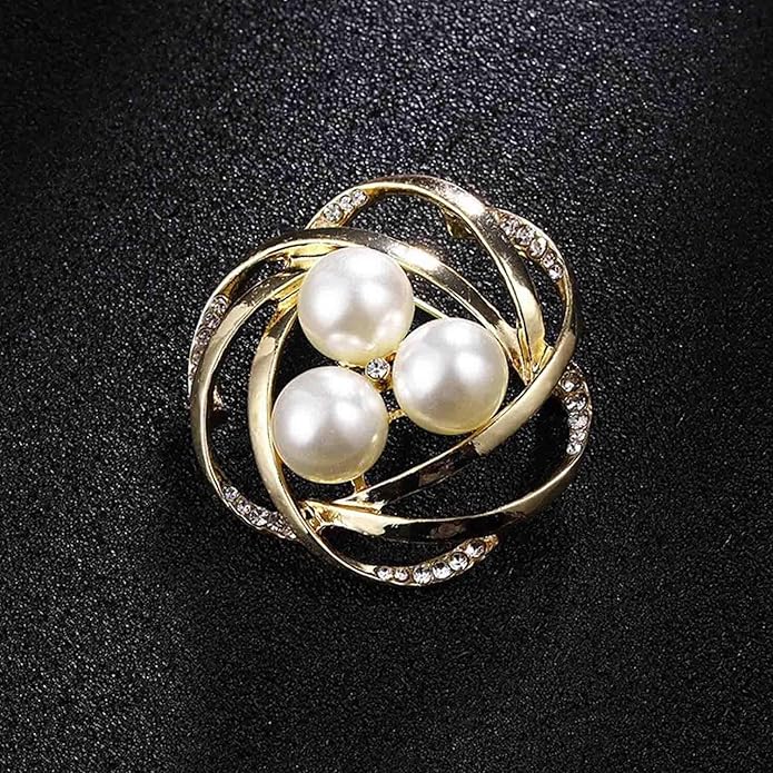 Crystal Pearl Flower Brooches Pins Fashion Beautiful Created Rhinestone Floral Brooch Good Idea for Party Dance Wedding Banquet for Elegant Women Girl