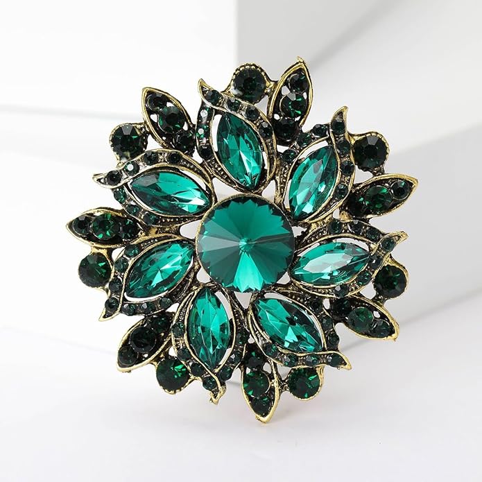 Rhinestone Flower Brooch for Women Vintage Crystal Flower Brooch Pin Elegant Clothing Hat Bag Accessories Christmas Birthday Party Wedding Costume Jewelry
