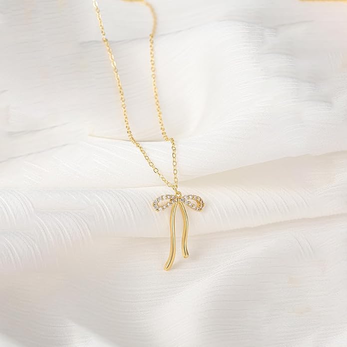 Gold Necklace for Women-14K Gold Plated Bow,Dragon,Shell, Palm Tree, Seahorse, Conch Shell,Sardines, Cowboy Boot,Bat,Bunny Pendant Beachy Jewelry for Women Gifts