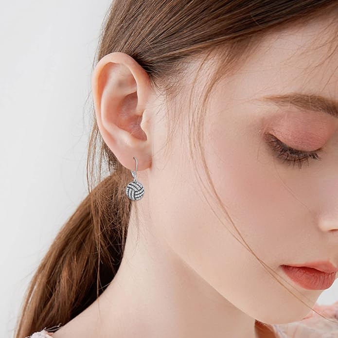 YFN Sports Jewelry Earrings 925 Sterling Silver Baseball Softball Basketball Rugby Football Tennis Volleyball Earrings for Women and Sports Fans Gifts