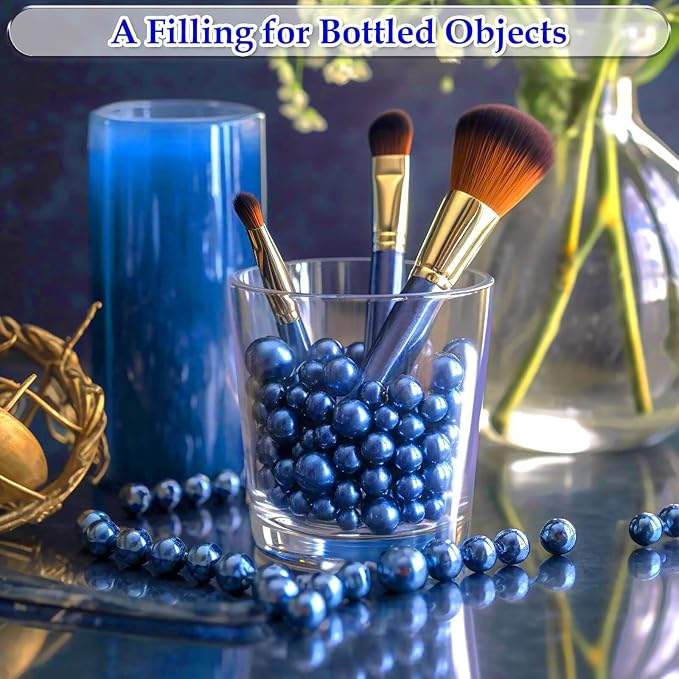 Anezus 2205Pcs Blue Pearls for Craft, Assorted Sizes Fake Pearl Beads, Sew on Pearls, Bulk Loose Pearl Beads with Holes for Jewelry Making, Bracelets, Necklaces, Hairs, Decoration, Vase Filler