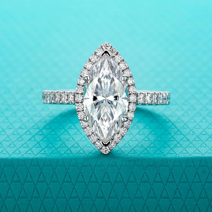 AnuClub Princess/Cushion/Oval Cut Moissanite Engagement Rings 3-3.884cttw D Color VVS1 925 Sterling Silver 3 Rows Vintage Halo Wedding Promise Statement Rings for Women with Certificate