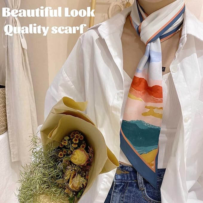 kcctoo 59" Mulberry Silk Like Head Scarf Women's Fashion Square Neck Satin Scarfs for Bag Hair Scarves Gift 59 * 5.9”