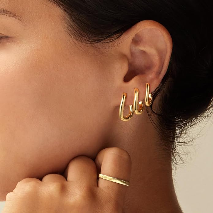 Hoop Earrings for Women 14K Gold Plated/Silver Hoops Simple Knot Huggie Small Hoop Earrings Set Trendy Hoops Everyday Wear Earrings for Women Jewelry