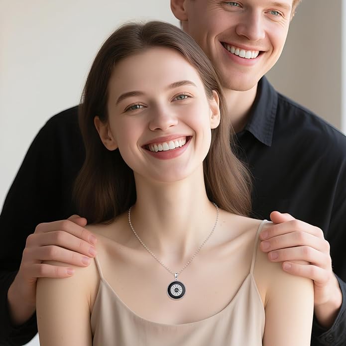 YFN Evil Eye Pendant Necklace for Women 925 Sterling Silver Greek Protection Jewelry with Blue Sapphire and Black Cz Amulet Gift