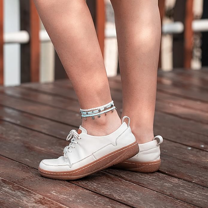 FANCY SHINY String Ankle Bracelets Waterproof Rope Anklets Braided Beach Boho Coin Anklets Cute Friendship Foot Jewelry for Women
