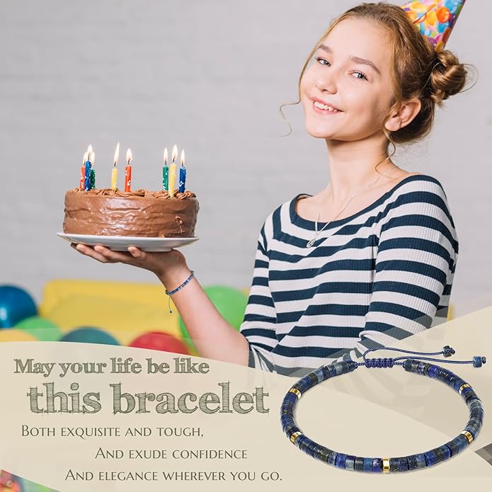 30th 40th 50th 60th 70th 80th Birthday Gifts for Women, Natural Stone Bracelet Birthday Gifts for Mom Daughter Grandma Sister Friends Coworker