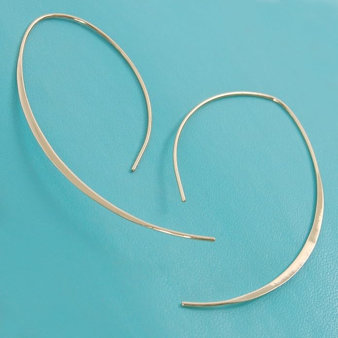 Upside Down Hoop Earrings - Hypoallergenic Lightweight Wire Needle Drop Dangle Threader Hoops for Women, Safe for Sensitive Ears - Plated in 925 Sterling Silver or 18k Gold