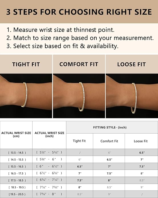 KRKCLIFE Tennis Bracelets for Women Men, 14K Gold Plated Hypoallergenic Classic Round AAAAA Cubic Zirconia, 3/4/5mm Width, Elegant Jewelry Anniversary Birthday Gifts for Her Him Wife Mom 6.5-8 Inch