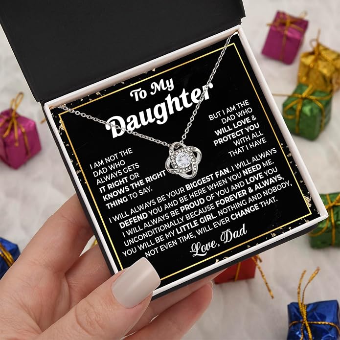 To My Daughter Necklace From Dad, Daughters Gift From Dad, Father Daughter Necklace, Daughters Birthday Gift, Christmas Graduation Gifts For Her From Father With Message Card And Box