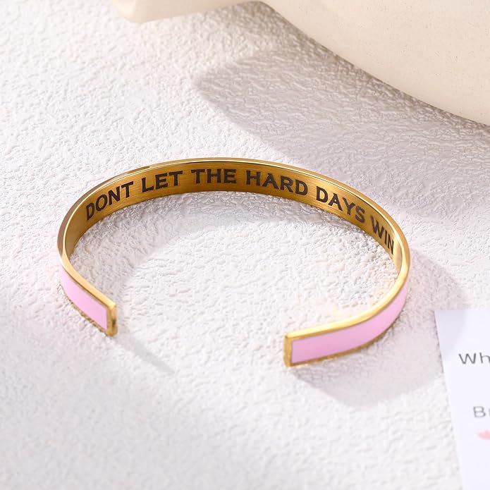 KHKINDPRO Dont Let The Hard Days Win Bracelet for Women Men, Handmade Braided Adjustable Wrap Stainless Steel To My Daughter/Best Friend Inspirational Gifts Ladies Jewelry