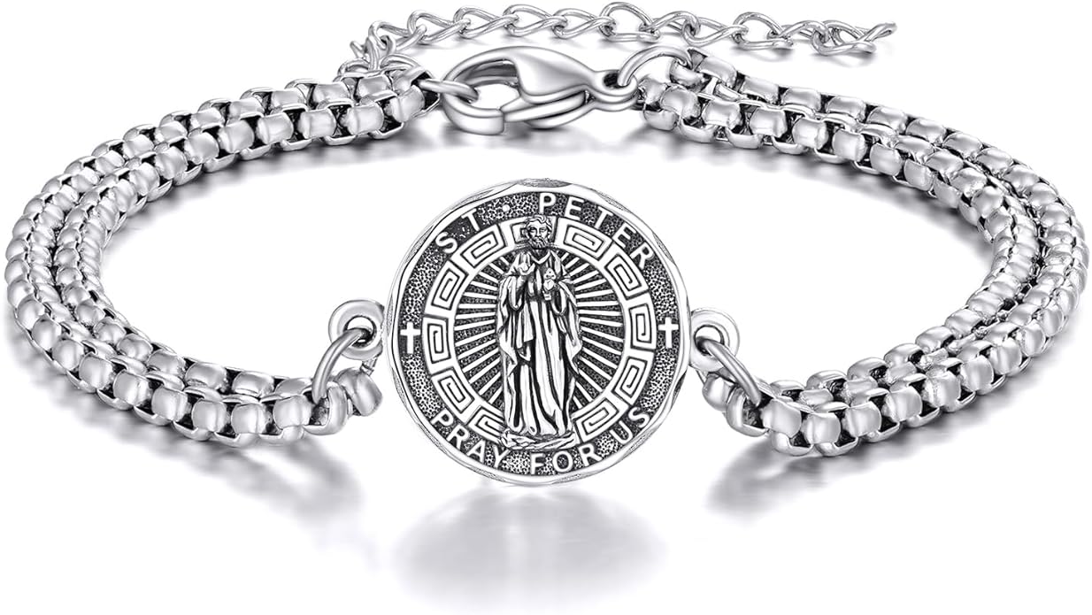 YFN Patron Saint Bracelet Sterling Silver Religious Protector Bracelet Jewelry Gift for Women Men