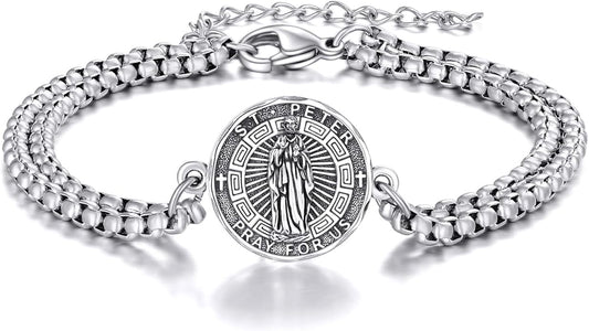 YFN Patron Saint Bracelet Sterling Silver Religious Protector Bracelet Jewelry Gift for Women Men