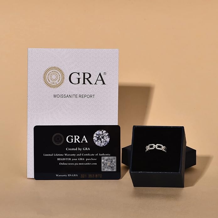 LAVALE Moissanite Wedding Band for Women,Twist Link D Color VVS1 Lab Created Diamond Rings,Half Eternity Stackable Band Ring,S925 Sterling Silver Chain Link Ring