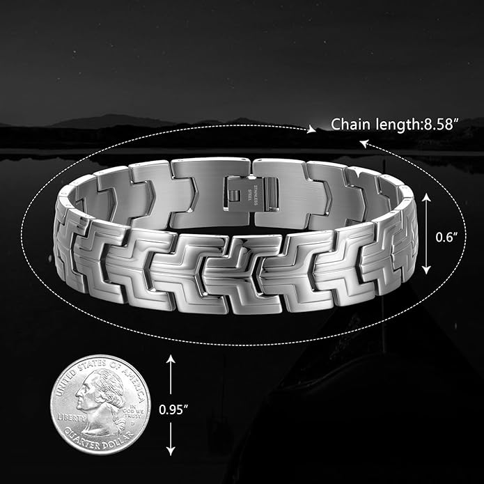 Men Bracelet Stainless Steel men black bracelet Link diamond silver bracelet blue particles jewelry Men chain Gift Boxes