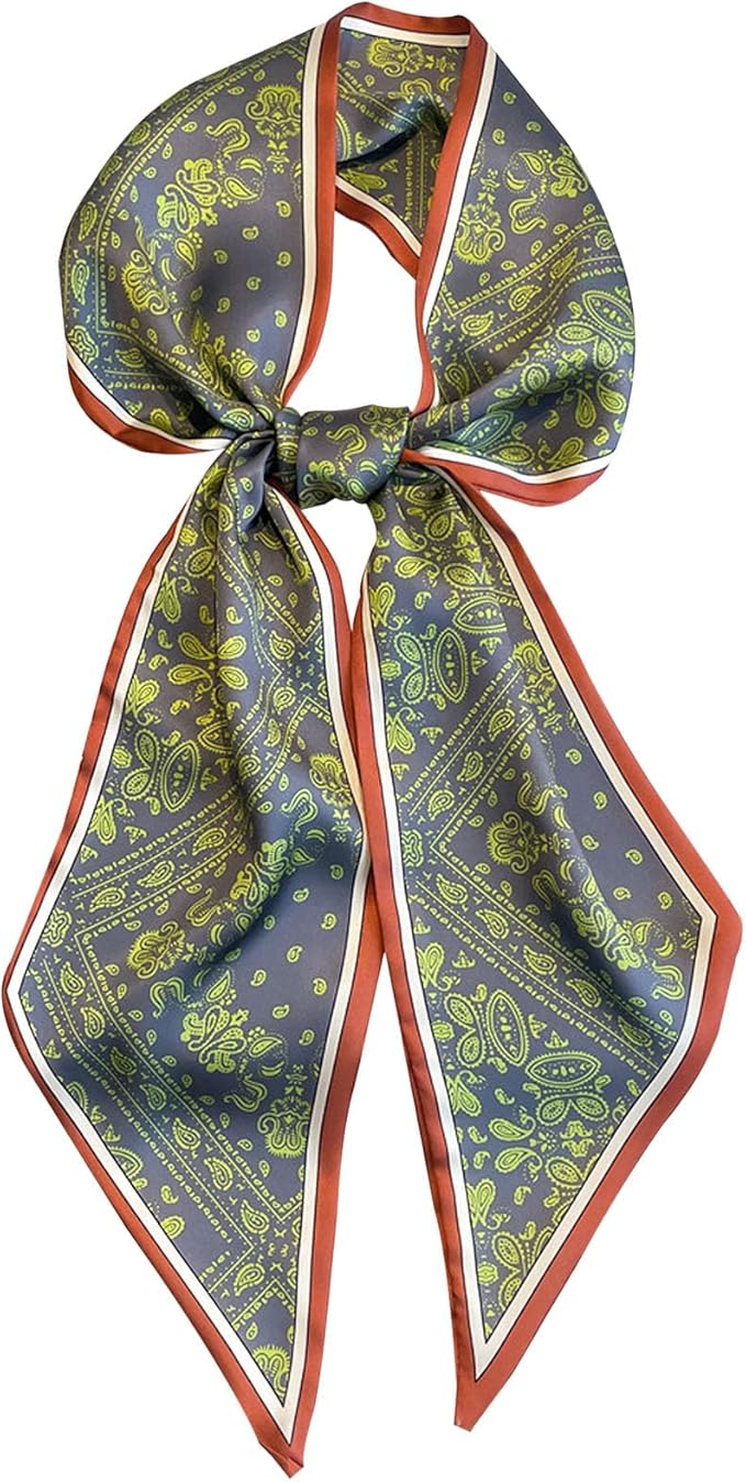 Hioyiwse Head Scarf Hair Neck Scarves For Women Purse Bag Scarfs For Handbags Silky Long Thin Satin Headscarf Fashion