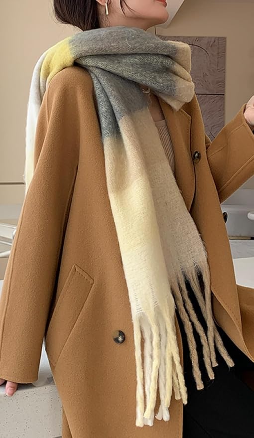 Wander Agio Winter Women Warm Scarf Long Shawl Large Scarves Cold Weather Thick Blanket Scarfs Colorful Plaid