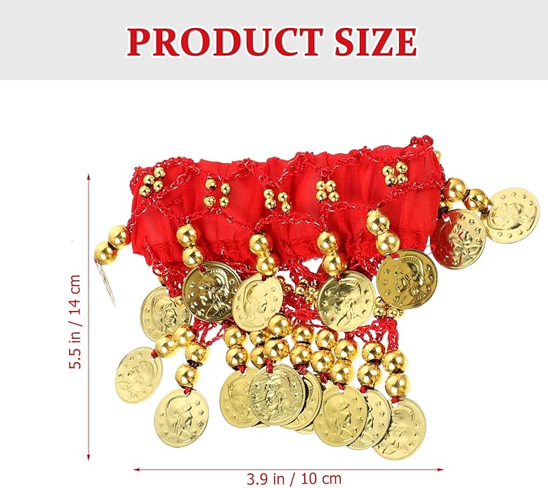Belly Wrist Arm Bracelet - 2pcs Belly Ankle Bracelets with Coins Jewelry Anklet Chiffon Cuff Wrist Ankle Cuffs Costume Accessories