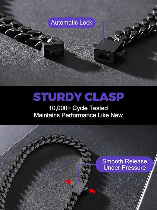 Richsteel 5/7/9/12mm Wide Miami Cuban Link Chain Bracelet for Men Women,Stainless Steel/Gold/Black Plated,7.4/8.2/9 Inch Length,Hip Hop Urban Street-wear Jewelry(Gift Wrapped)