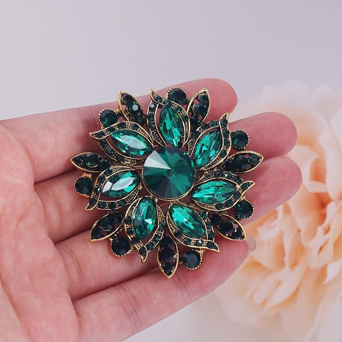 LAXPICOL Vintage Women's Austrian Crystal Elegant Flower Brooch Wedding Broach Pin