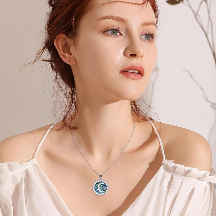 VONALA Artemis's/Poseidon's/Athena's/Weapons Necklace S925 Sterling Silver Plated Abalone Pendant Necklace for Women Men for Women Men