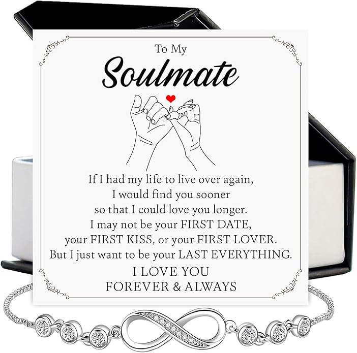To My Soulmate Bracelet For Women With Heartfelt Message Card & Elegant Box, Bracelet For Girls, Soulmate Birthday, Wedding, Christmas Jewelry Gift From Boyfriend, Husband