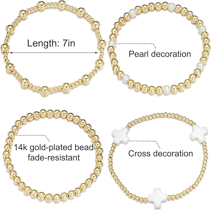 Chunky Gold Bracelets for Women Set 14k Plated Gold Bracelet Stack Trendy Dainty Adjustable Waterproof Bangles Jewelry Gifts