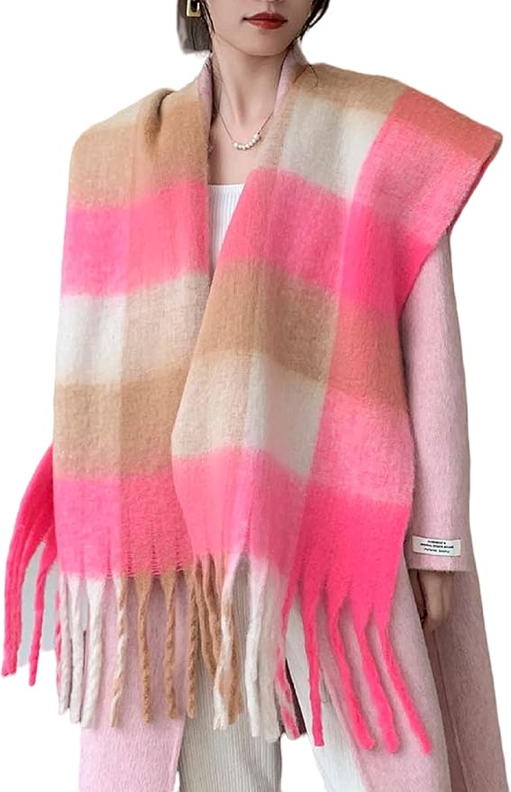 Wander Agio Winter Women Warm Scarf Long Shawl Large Scarves Cold Weather Thick Blanket Scarfs Colorful Plaid