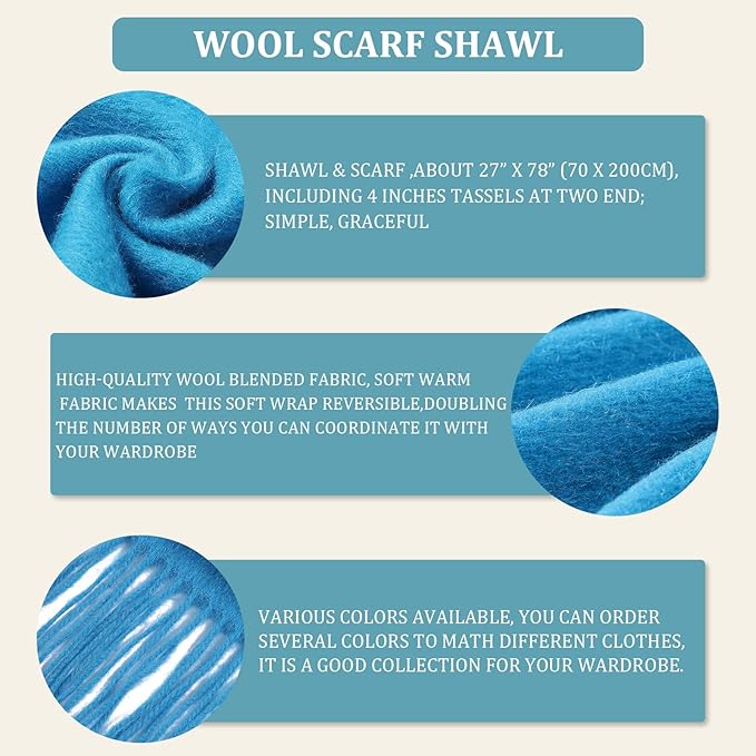 FLEESOFT Winter Wool Scarf Shawl -Thick Oversized Pashmina Shawl Wrap,Soft Warm Winter Scarves,Travel Blanket Scarf for Women