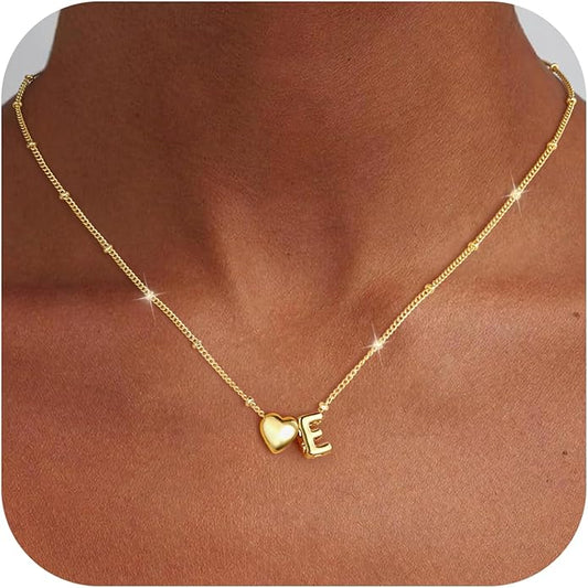Ursteel Stocking Stuffers for Teen Girls Women - Christmas Gifts for Grandkids, 14K Gold Plated Initial Heart Necklace for Women Trendy, Dainty Letter A-Z Lockets Necklaces Personalized