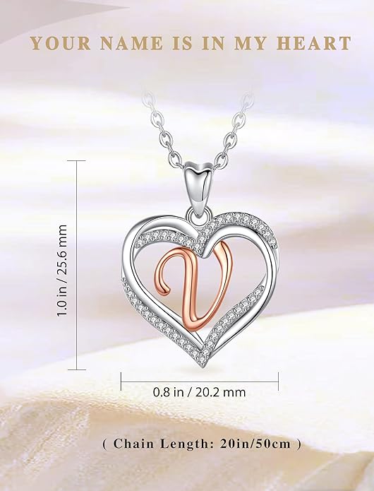 INFUSEU Unique Initial Necklaces for Women Girls Small Heart Letter Jewelry, Meaningful Personalized Gifts