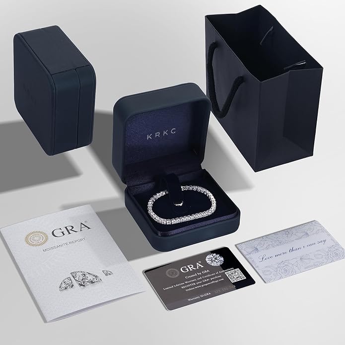 KRKC Moissanite Tennis Bracelet, Gifts For Women, Lab Grown Diamond Tennis Bracelets, 925 Sterling Silver 14K Golden Plated, Hypoallergenic, Luxury Present For Birthday, Daily Jewelry, 2.1-13.2 Ct.Tw