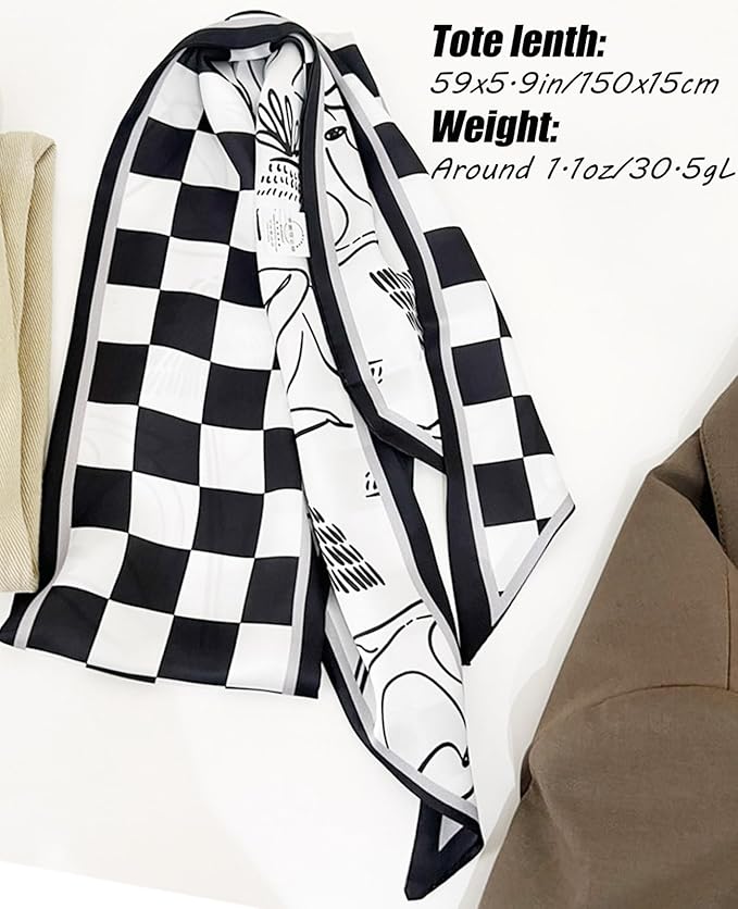 Hioyiwse Head Scarf Hair Neck Scarves For Women Purse Bag Scarfs For Handbags Silky Long Thin Satin Headscarf Fashion