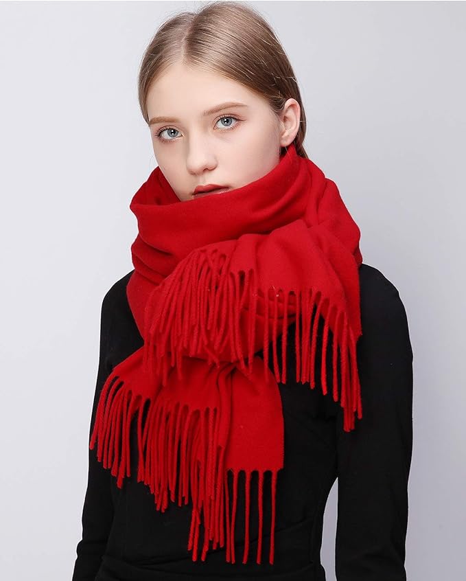 RIIQIICHY 100% Wool Scarf Pashmina Shawls and Wraps for Women Cashmere Warm Winter More Thicker Soft Scarves