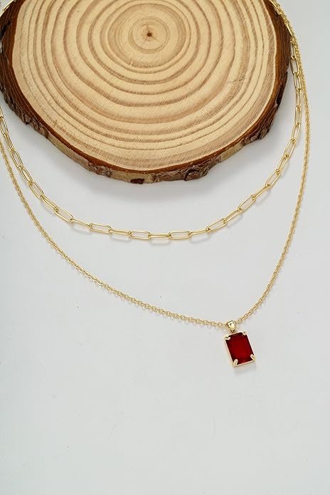 Gold Layered Pendant Necklaces for Women 14k Gold Plated Crystal Choker Necklace Paperclip Rhinestone Necklace Party Prom Jewelry