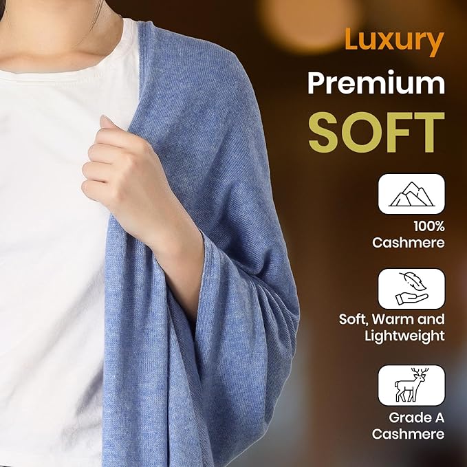 ROSERA Cashmere 100% Cashmere Knitted Wrap Pashmina Shawl Extra Large Scarf Stole for Women Travel