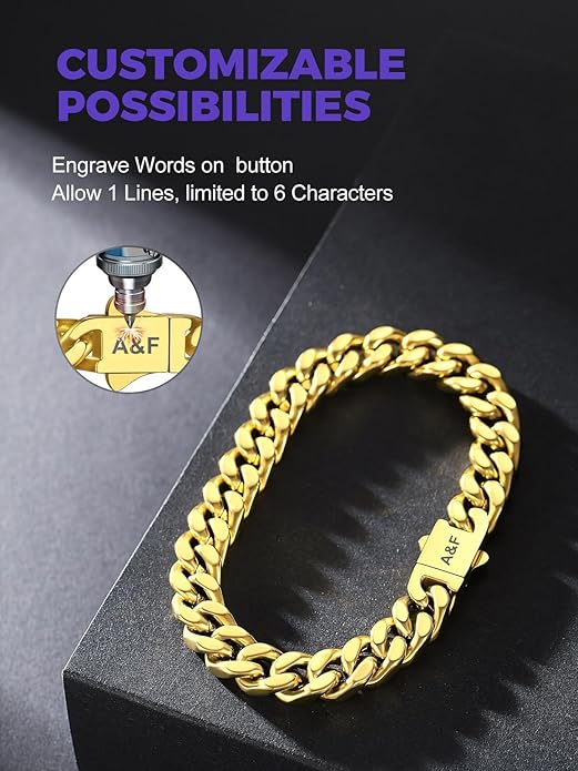 Richsteel 5/7/9/12mm Wide Miami Cuban Link Chain Bracelet for Men Women,Stainless Steel/Gold/Black Plated,7.4/8.2/9 Inch Length,Hip Hop Urban Street-wear Jewelry(Gift Wrapped)