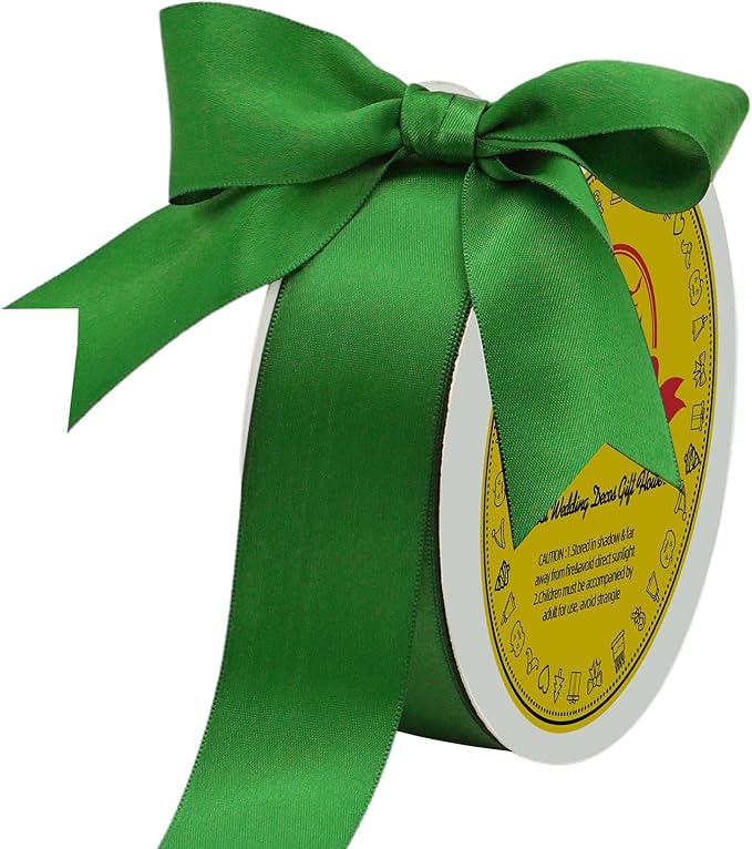 LEEQE Double Face Emerald Green Satin Ribbon 1-1/2 inch X 50 Yards Polyester Emerald Green Ribbon for Gift Wrapping Very Suitable for Weddings Party Invitation Decorations and More