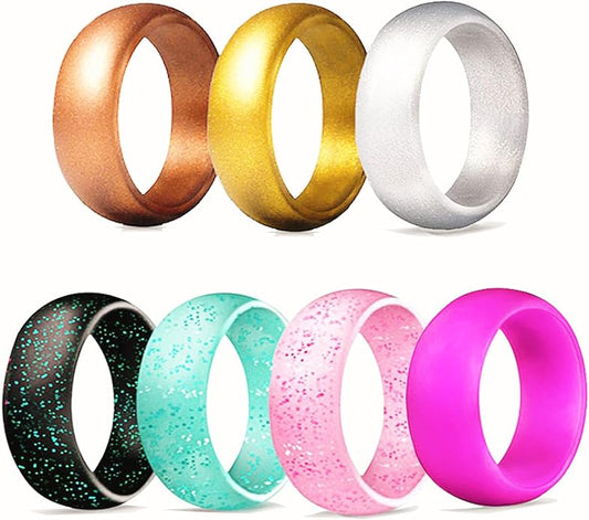hexiaoxiao Silicone Ring Women Rubber Wedding Bands for her 5.7mm Wide,2mm Thick