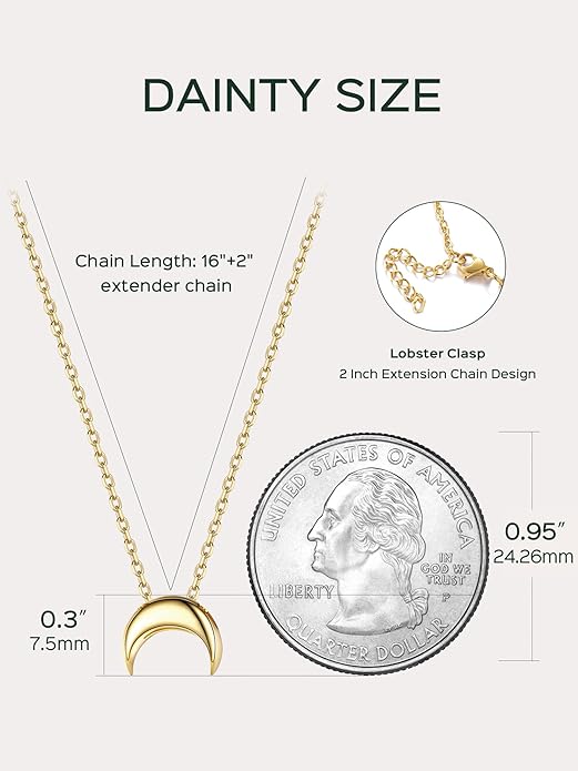 ChicSilver Personalized 925 Sterling Silver Dainty Small Heart/Star/Moon/Dot/Triangle Pendant Necklace for Women, Silver/Gold/Rose Gold/Black (with Gift Box)