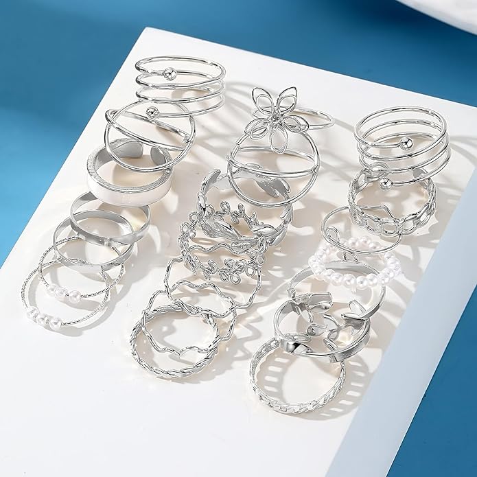 IFKM Gold Knuckle Rings Set For Women Vintage Stackable Joint Finger Midi Rings Dainty Cubic Zirconia Crystal Simple Twist Hollow Cute Rings Pack Jewelry Gift