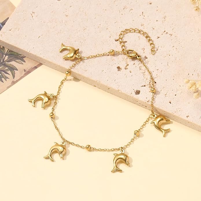Lit Wall Gold Anklets for Women 18K Gold Plated Adjustable Summer Simple Foot Jewelry Ankle Bracelet for Women