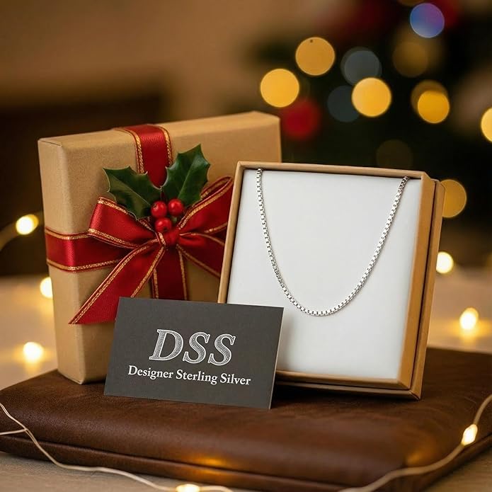 DSS 925 Sterling Silver Necklace for Women, Box Chain 1.5mm, Lobster Claw Clasps, Sterling Silver Chain, Italian Jewelry for Women, 16in - 36in