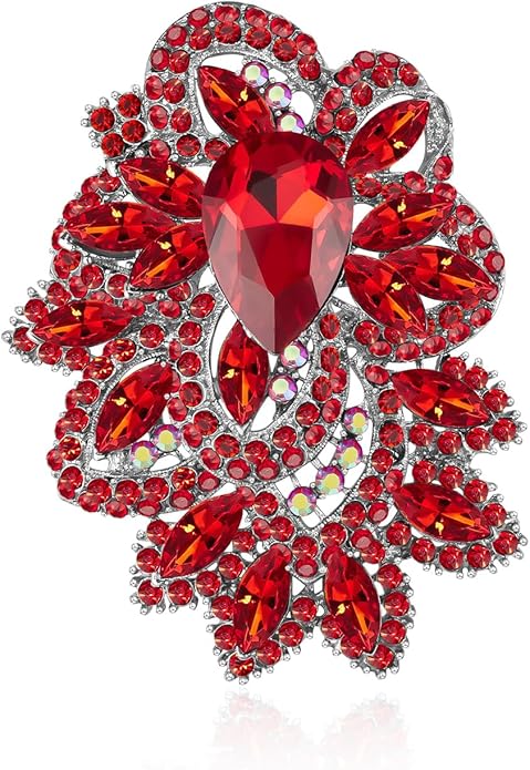 YOQUCOL Cubic Zirconia Big Brooch Pin for Women Badge Flower Lapel Large Pin Scarves Shawl Clip Clothes Decoration
