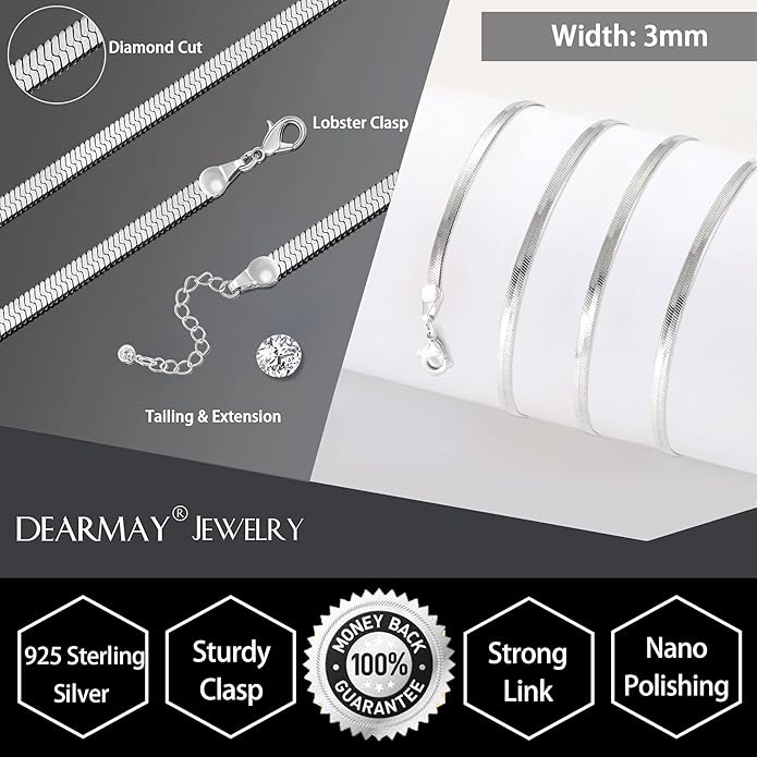 DEARMAY 14K Gold Plated Necklaces for Women, Dainty Gold Herringbone Choker Necklace Thin Layered Snake Chain Jewelry for Gifts