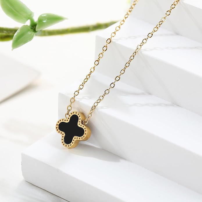 Lucky Clover Sets, 18K Gold Plated Four Leaf Bracelet, Necklace Pendant, Earrings for Women Flower Link Bracelets Set Jewelry Gifts for Women