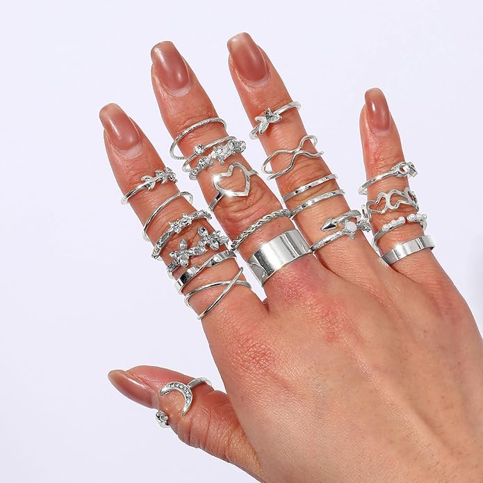 CHICUTIE Gold Knuckle Rings Set For Women Stackable Joint Finger Midi Rings Dainty Cubic Crystal Zirconia Simple Hollow Twist Cute Rings Pack Jewelry Gift