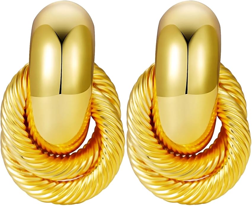 Trendy 14K Gold Plated Knot Earrings are Thick and Charming Pendant Earrings for Women They are Lightweight Hypoallergenic Fashion Accessories Jewelry Gifts for Women