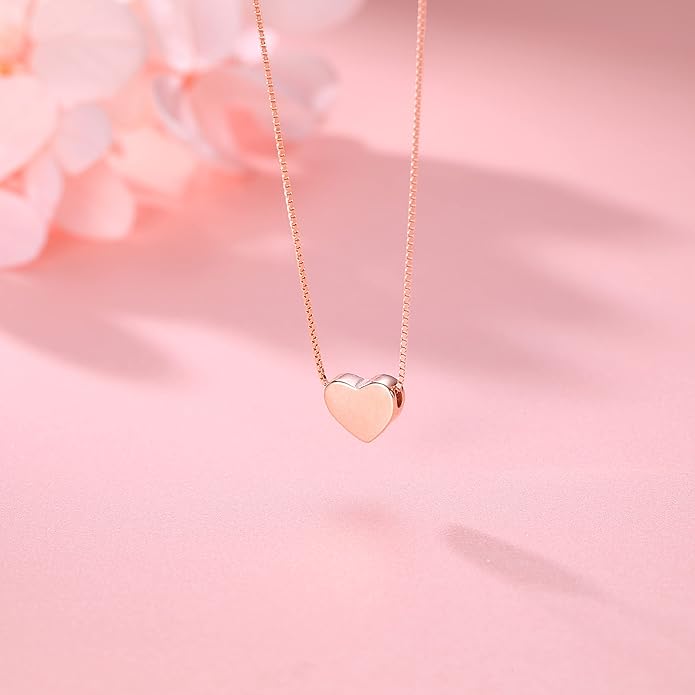 SLUYNZ Genuine 925 Sterling Silver Tiny Love Heart Pendant Necklace for Women Simple Sweet Heart Choker Necklace